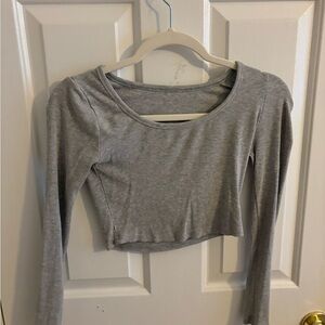 Amazon Gray Ribbed Crop Top